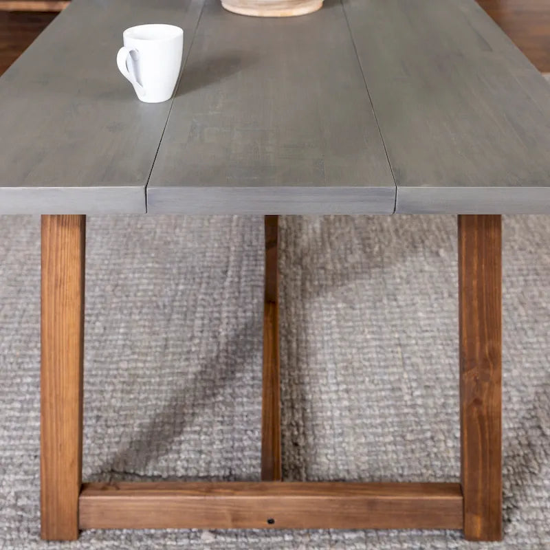 Tavolo da pranzo a cavalletto in legno massello da 72 Inch, stile rustico da fattoria