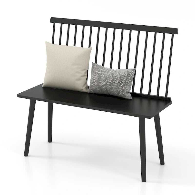 Entryway Dining Bench for 2 Spindle Back Rubber Wood Natural Finish