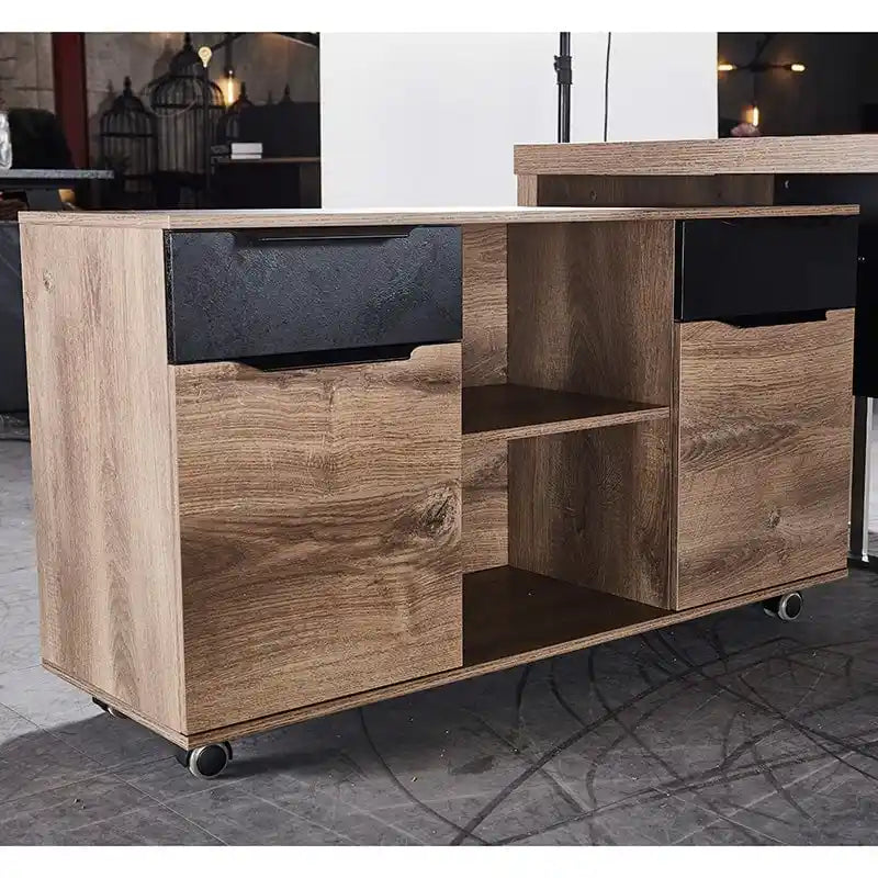 63 Inch Executive Office Desk Modern Home Office Desk with File Cabinet