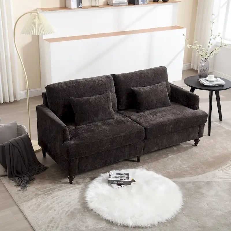 Modern Chenille Fabric Loveseat, 2-Seat Upholstered Loveseat Sofa