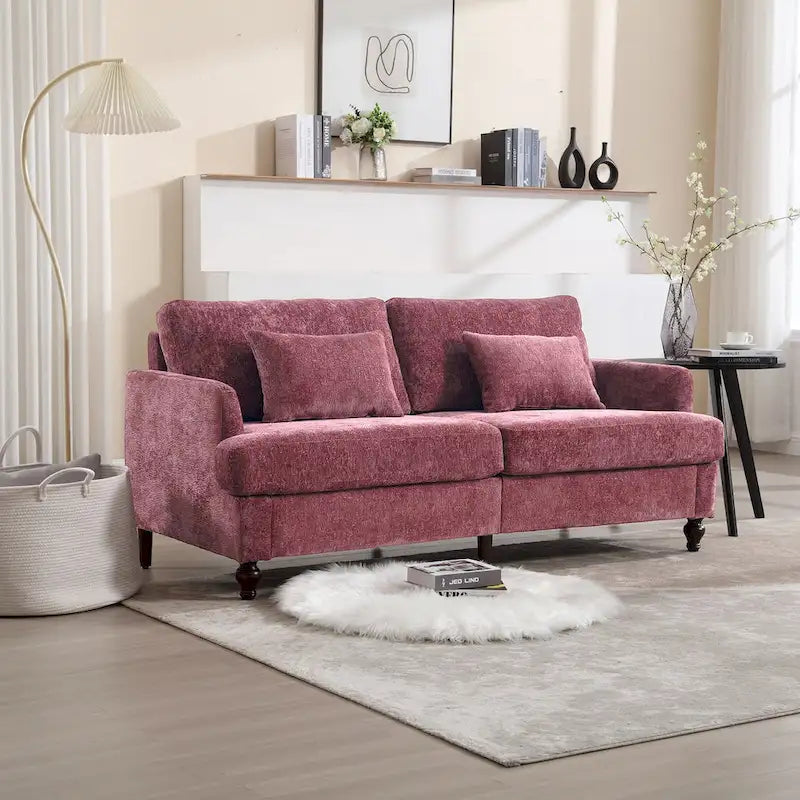 Modern Chenille Fabric Loveseat, 2-Seat Upholstered Loveseat Sofa