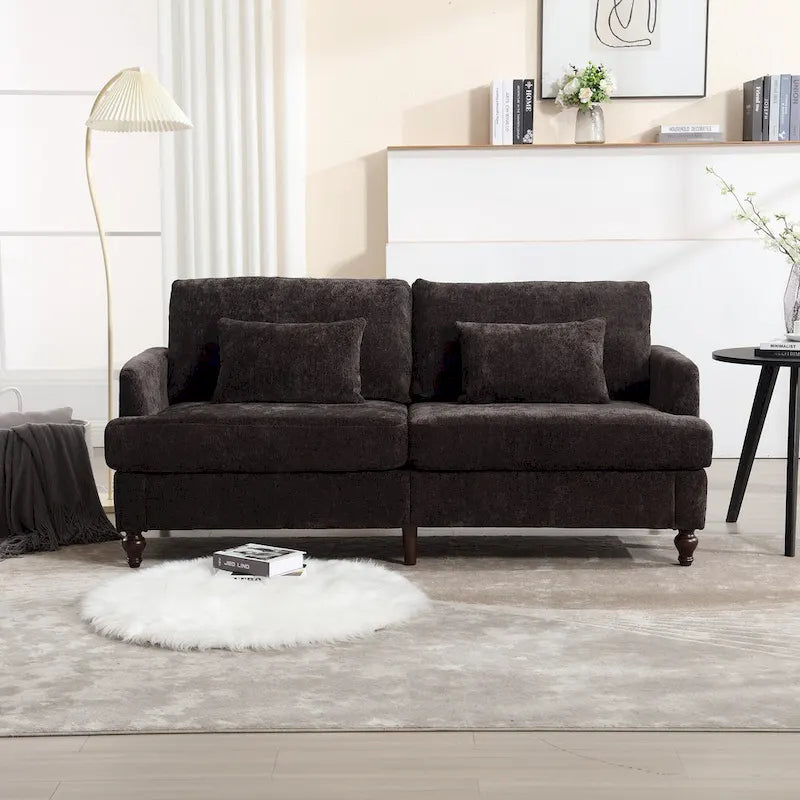 Modern Chenille Fabric Loveseat, 2-Seat Upholstered Loveseat Sofa