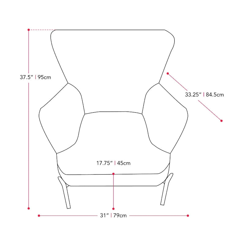 Modern Wingback Velvet Accent Chair with Metal Legs