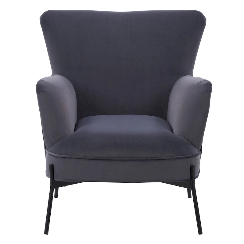 Modern Wingback Velvet Accent Chair with Metal Legs