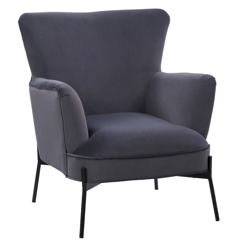 Modern Wingback Velvet Accent Chair with Metal Legs