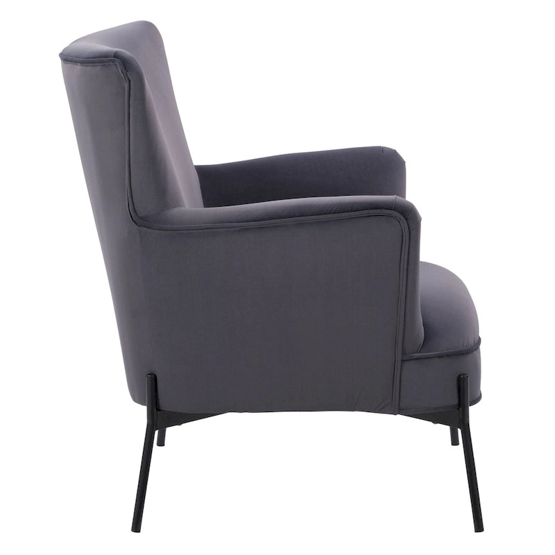 Modern Wingback Velvet Accent Chair with Metal Legs