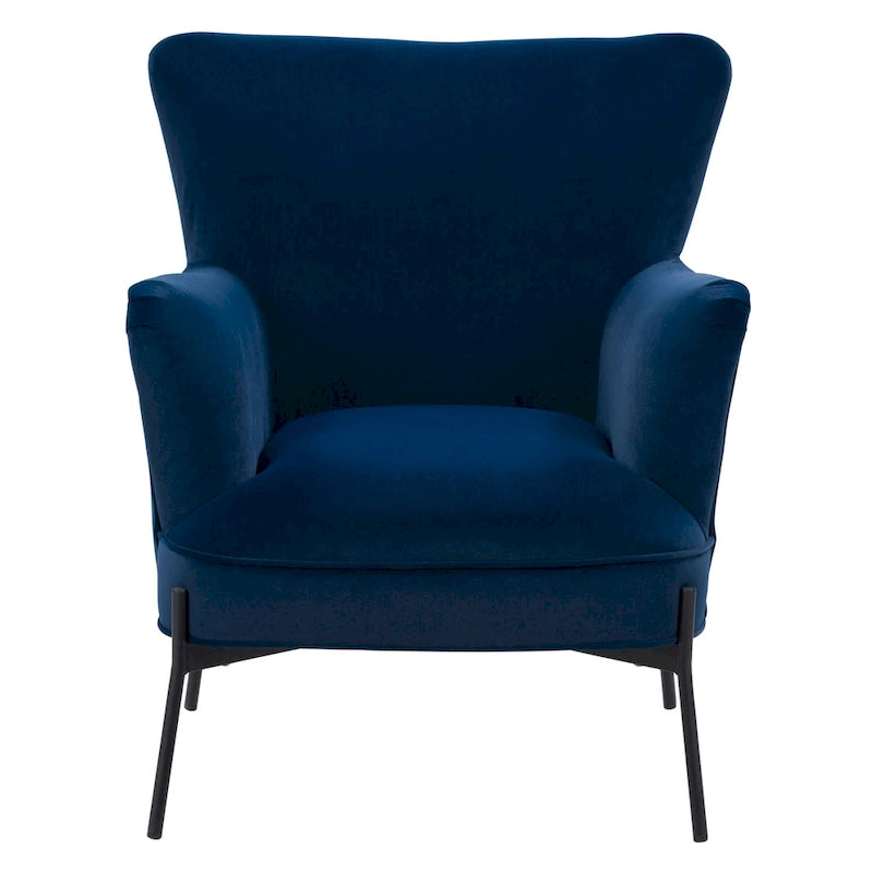 Modern Wingback Velvet Accent Chair with Metal Legs