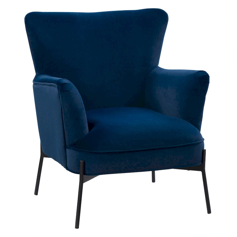Modern Wingback Velvet Accent Chair with Metal Legs
