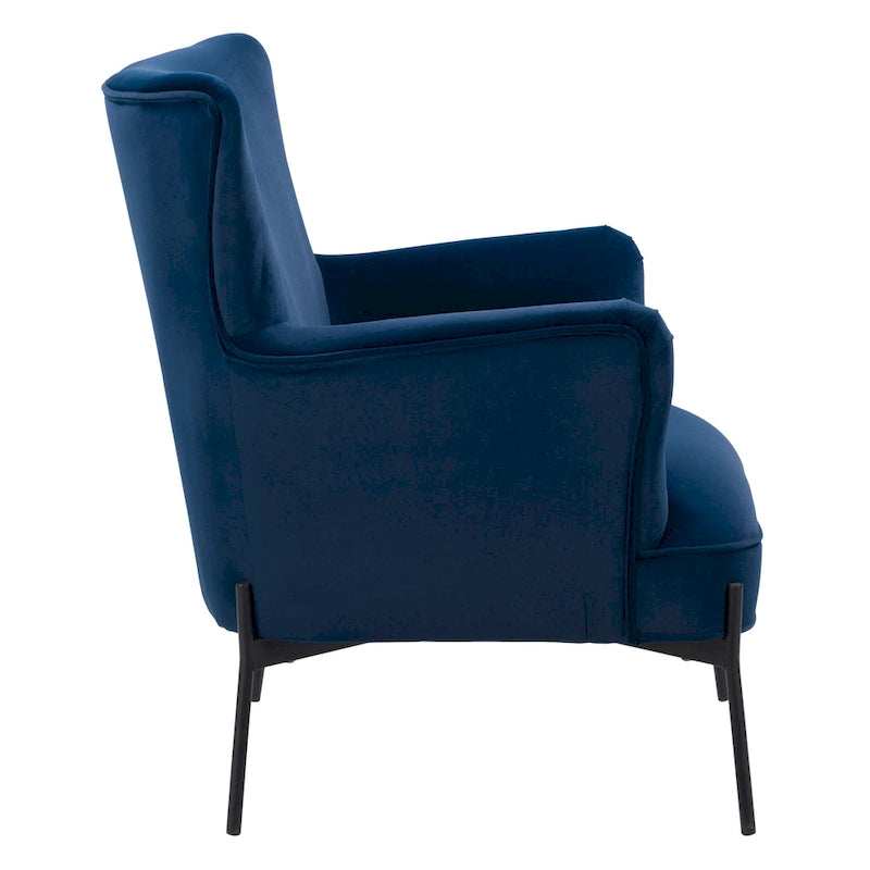 Modern Wingback Velvet Accent Chair with Metal Legs