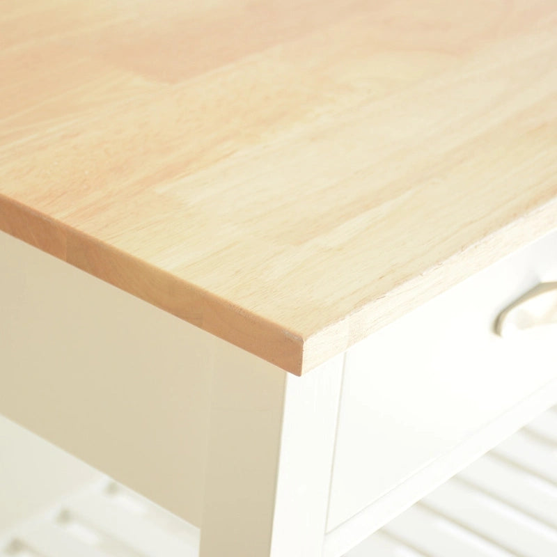 45 Wood Rolling Kitchen Island, Storage Utility Trolley Cart with 2 Drawers and Towel Rack