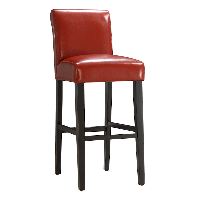 Red Faux Leather High Back Tufted Counter Bar Stools Set of 2