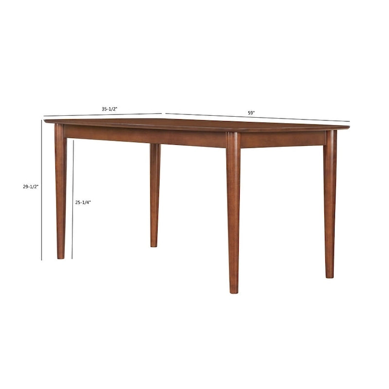 59-inch Rectangular Leg Dining Table Walnut Finish Transitional Style