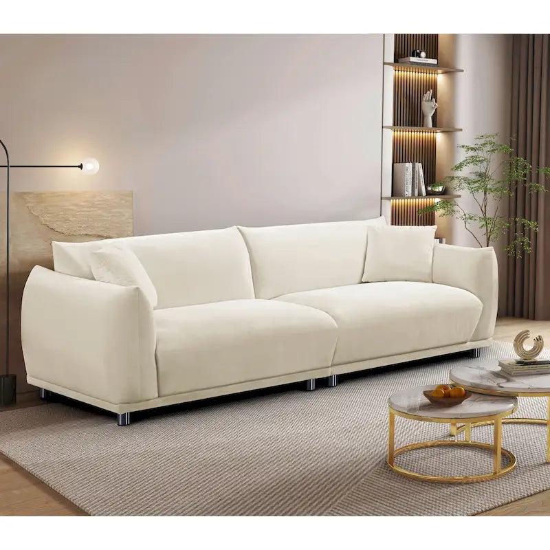 88.2" Wide Metal Legs Velvet Upholstered Foam Cushion Modern Sofa