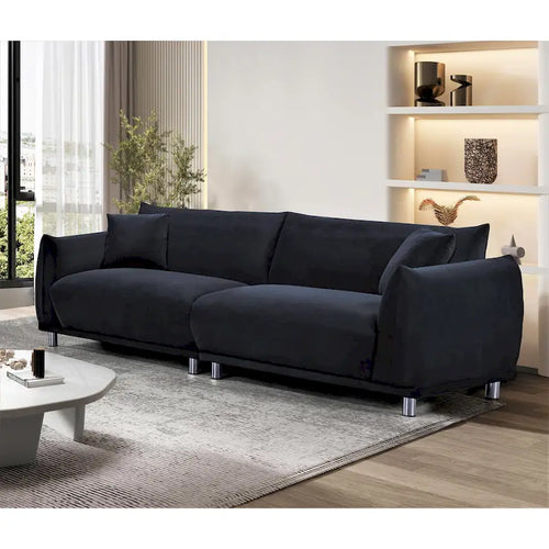 88.2" Wide Metal Legs Velvet Upholstered Foam Cushion Modern Sofa