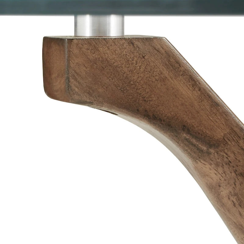 Mid-Century Dark Walnut Finish Round Dining Table with X-Base