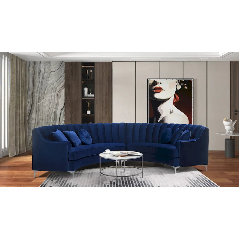 Modernes gebogenes Sofa aus Samtstoff für das Wohnzimmer
