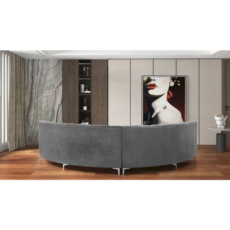 Modernes gebogenes Sofa aus Samtstoff für das Wohnzimmer
