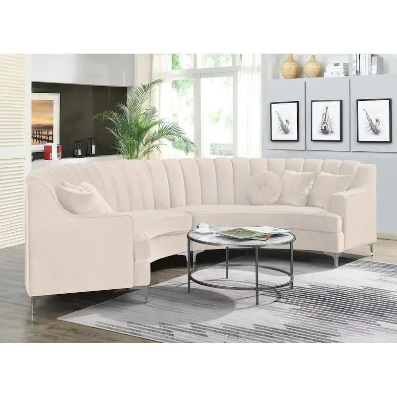 Modernes gebogenes Sofa aus Samtstoff für das Wohnzimmer