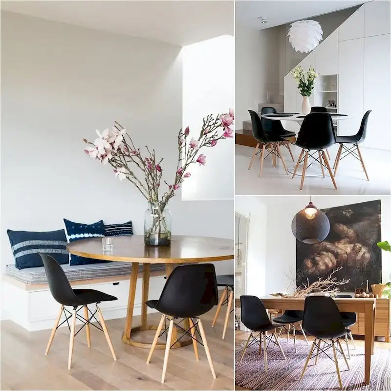 Modern Dining Chairs Set of 4, Ergonomic Curved Seat Design