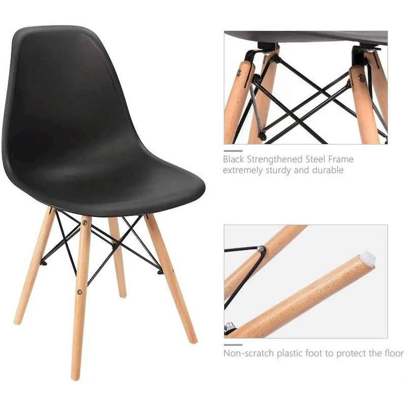 Modern Dining Chairs Set of 4, Ergonomic Curved Seat Design