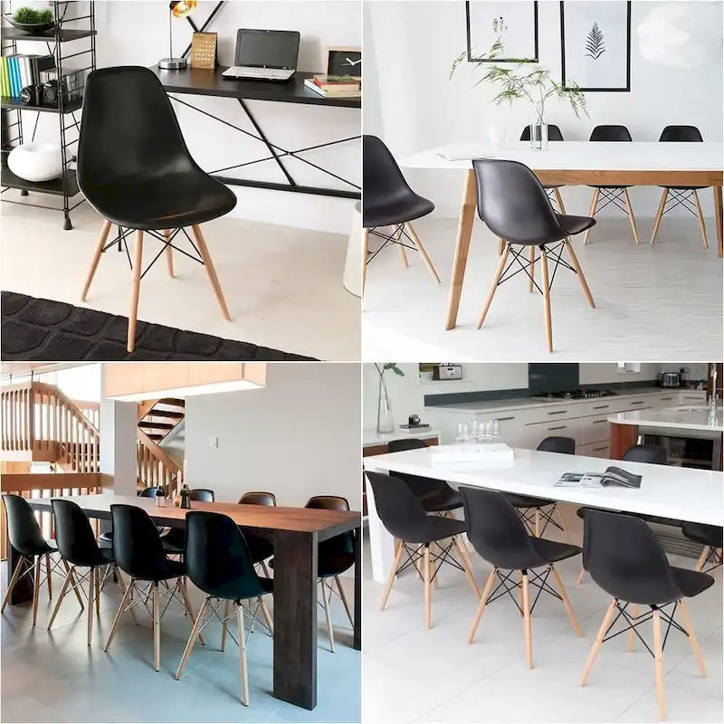 Modern Dining Chairs Set of 4, Ergonomic Curved Seat Design