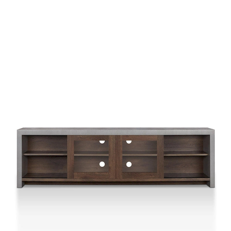 Multifunctioneel modern tv-meubel van 71 inch met glazen schuifdeuren en opbergruimte