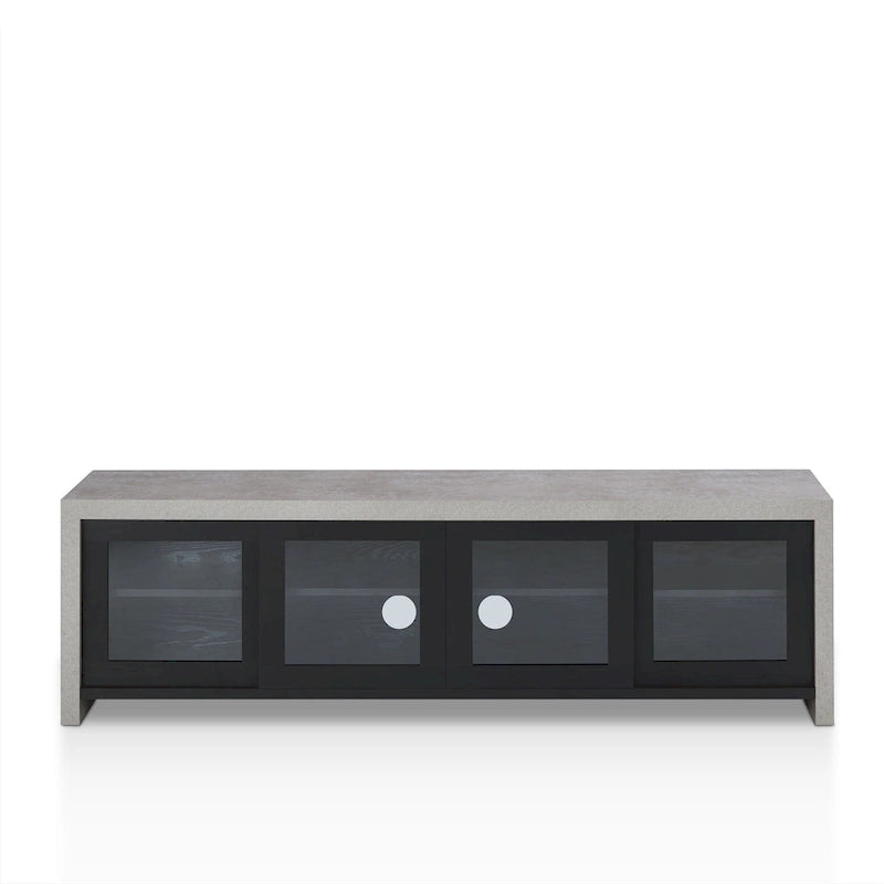 Multifunctioneel modern tv-meubel van 71 inch met glazen schuifdeuren en opbergruimte