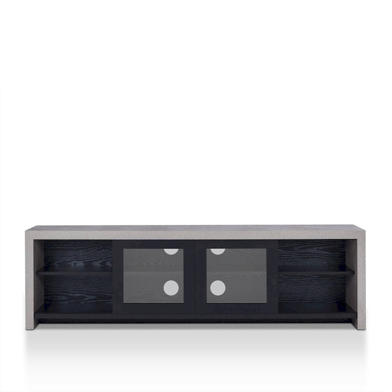 Multifunctioneel modern tv-meubel van 71 inch met glazen schuifdeuren en opbergruimte