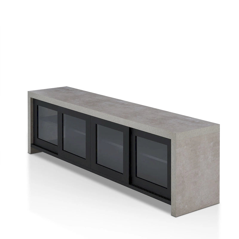Multifunctioneel modern tv-meubel van 71 inch met glazen schuifdeuren en opbergruimte