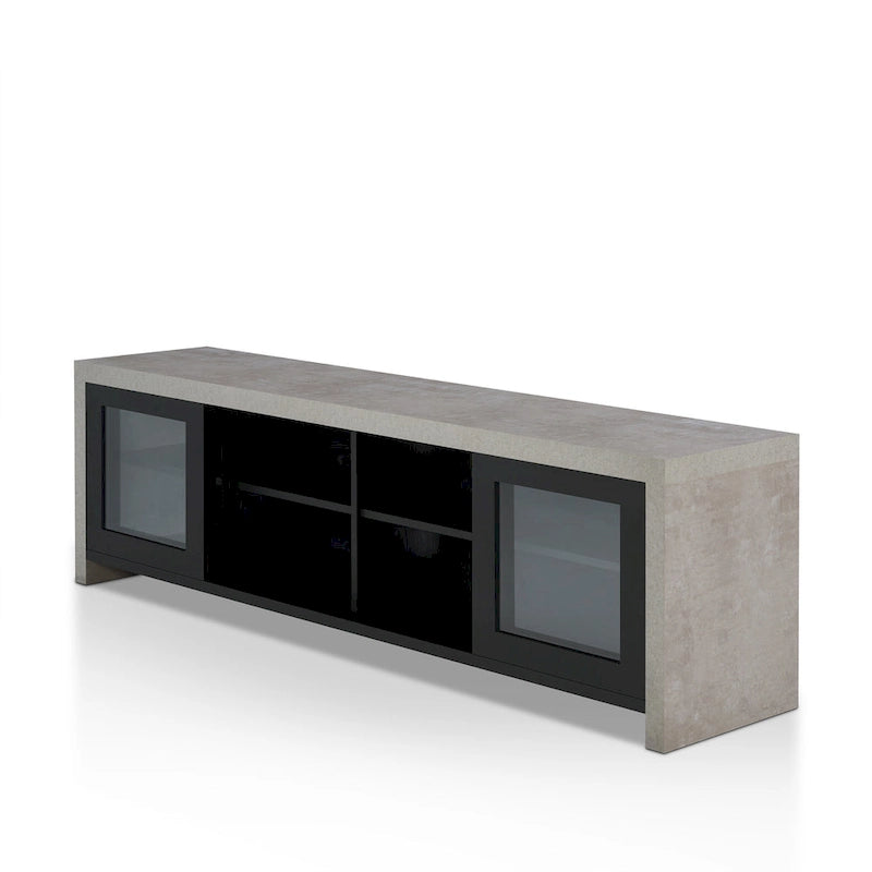 Multifunctioneel modern tv-meubel van 71 inch met glazen schuifdeuren en opbergruimte