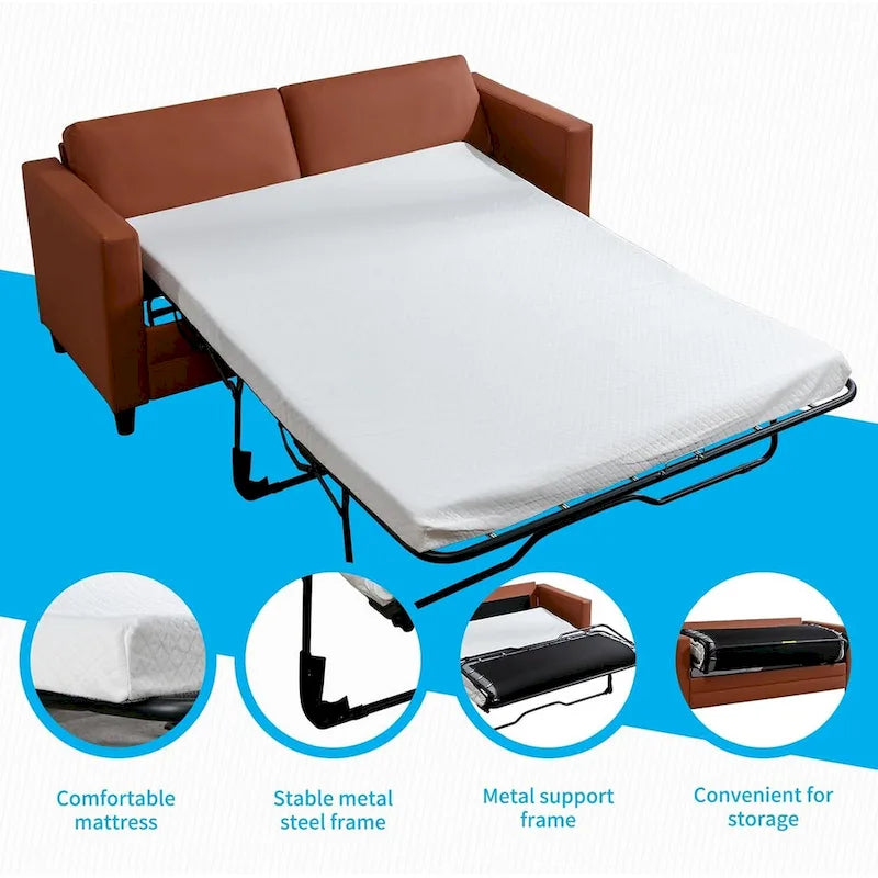 Rozkładana sofa z funkcją spania, nowoczesna, przekształcana w łóżko 2 w 1, z materacem, futon