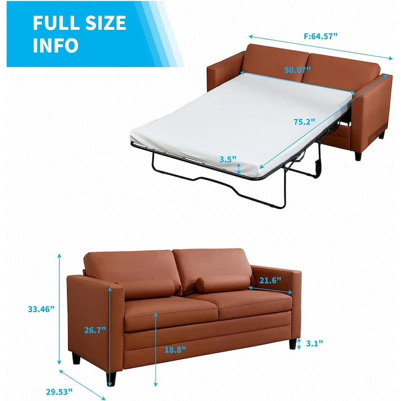 Rozkładana sofa z funkcją spania, nowoczesna, przekształcana w łóżko 2 w 1, z materacem, futon