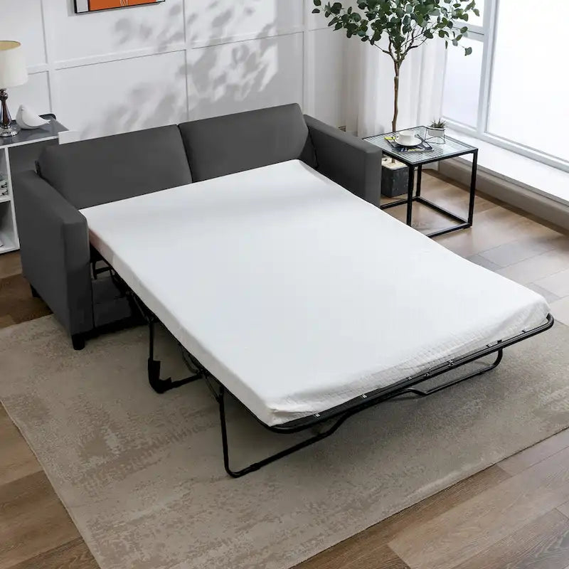 Rozkładana sofa z funkcją spania, nowoczesna, przekształcana w łóżko 2 w 1, z materacem, futon