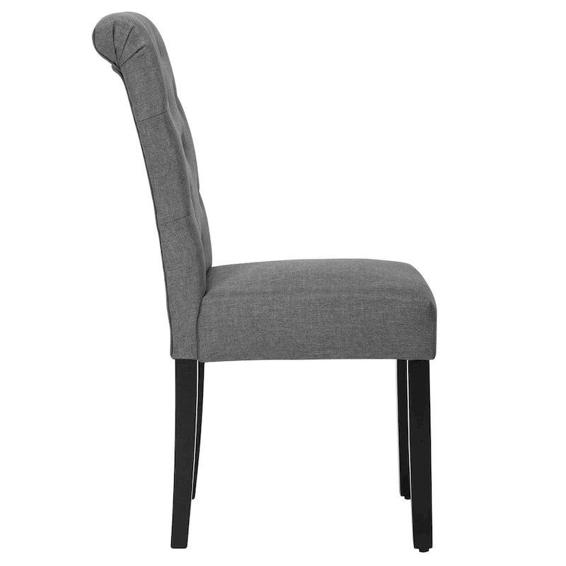 Fabric Upholstery High Back Tufted Parson Dining Chairs and Black Legs Set of 2