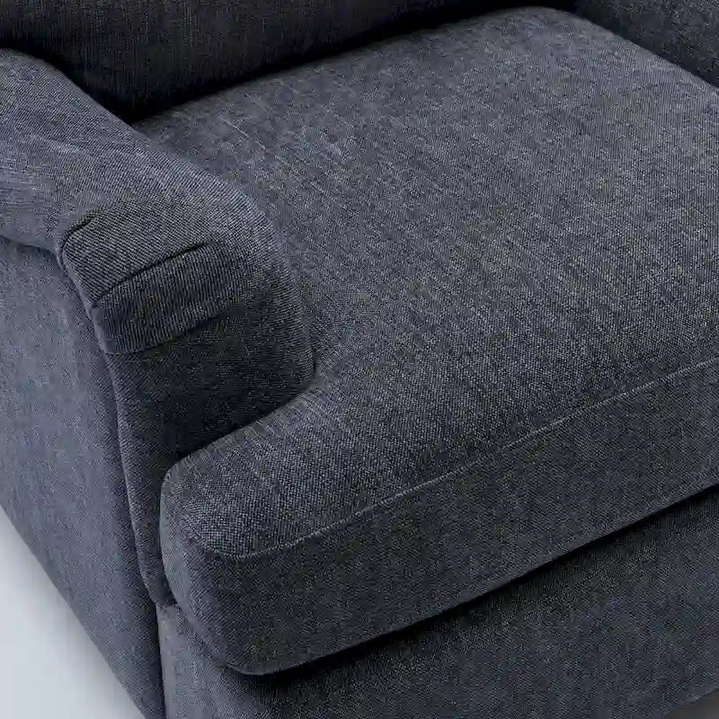Fauteuil rembourré avec accoudoirs roulés et pieds en noyer tourné