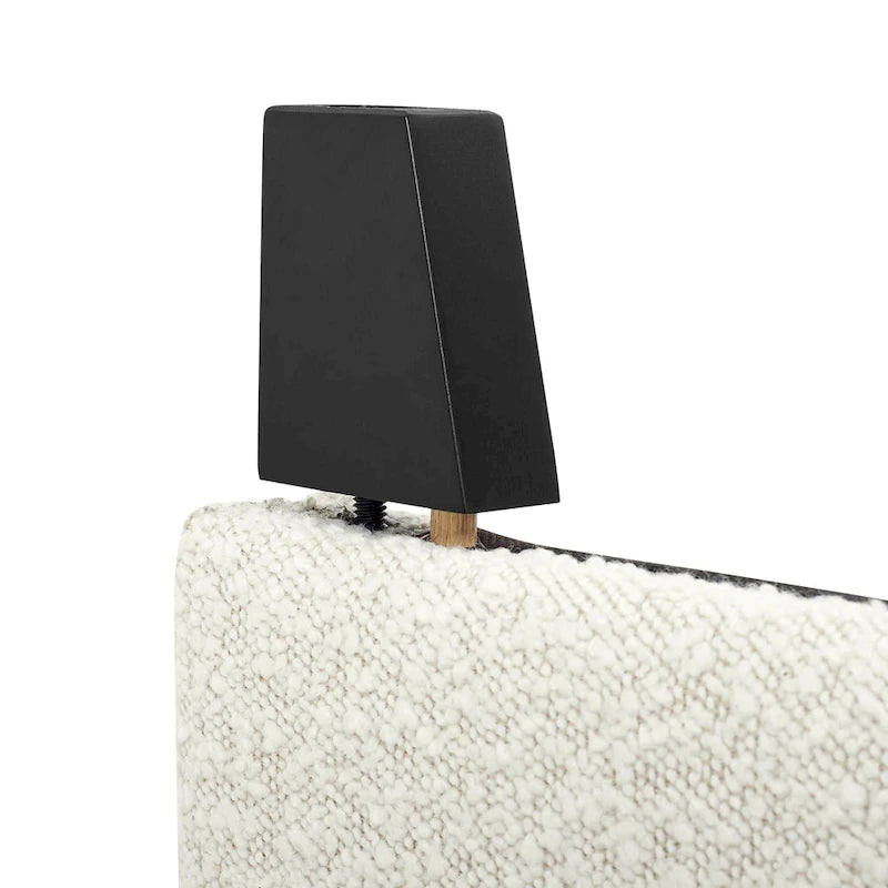 Tall White Boucle Panel Headboard Upholstered Platform Bed