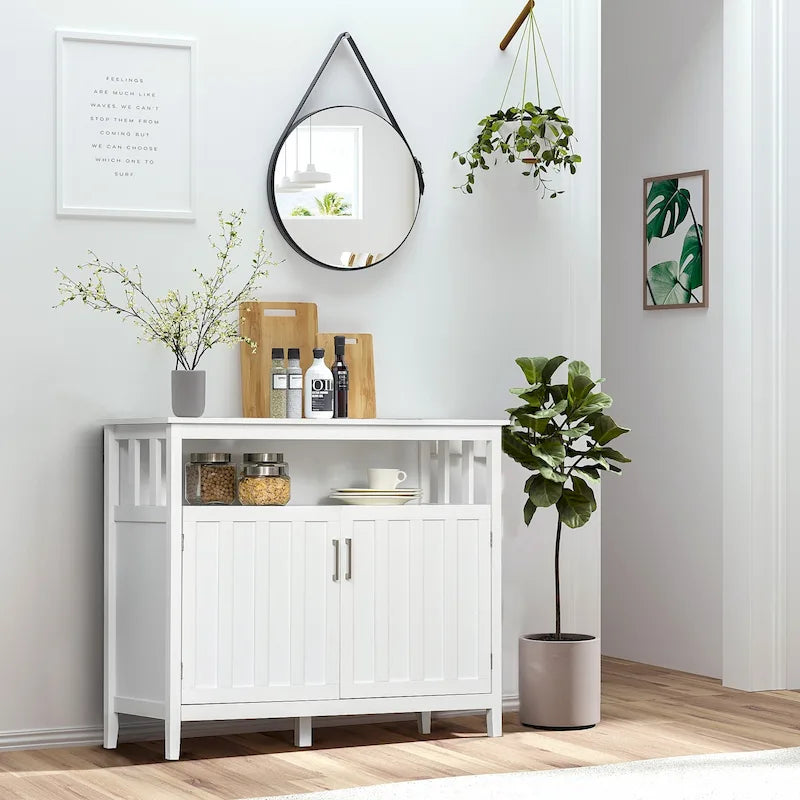 Credenza buffet con 2 ante, mobile contenitore da cucina con ripiani regolabili per cucina e sala da pranzo