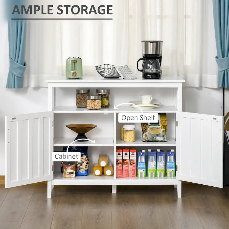 Credenza buffet con 2 ante, mobile contenitore da cucina con ripiani regolabili per cucina e sala da pranzo