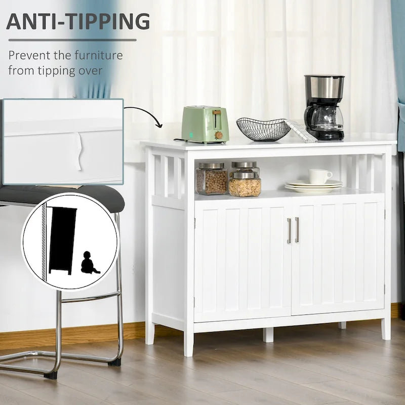 Credenza buffet con 2 ante, mobile contenitore da cucina con ripiani regolabili per cucina e sala da pranzo