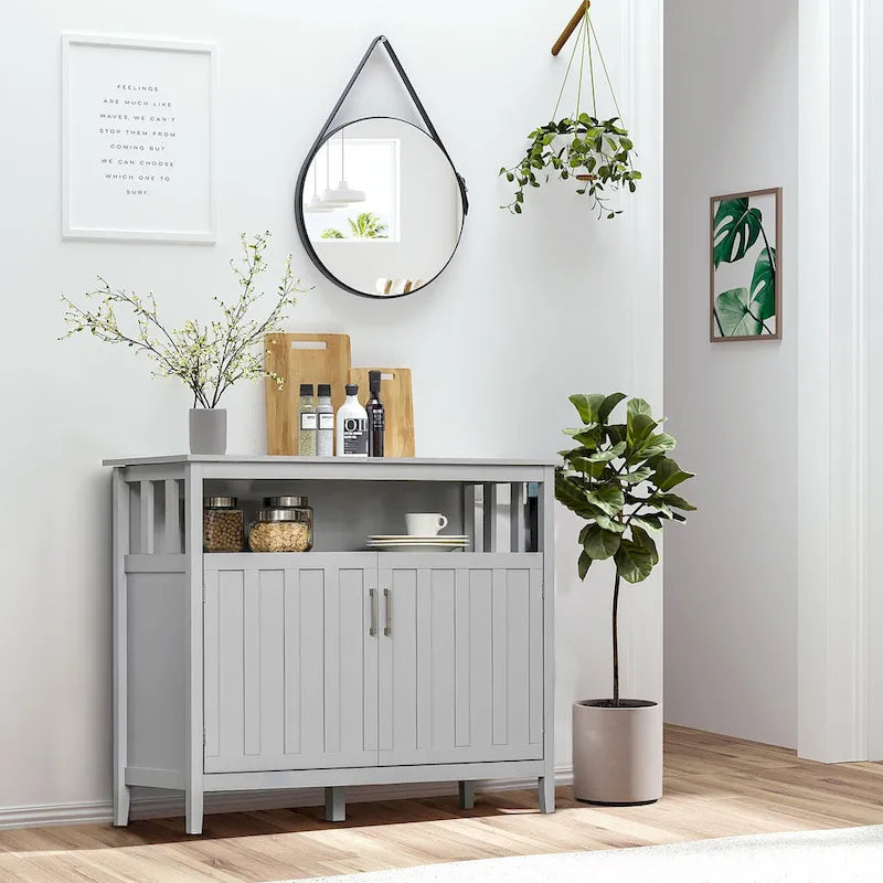 Credenza buffet con 2 ante, mobile contenitore da cucina con ripiani regolabili per cucina e sala da pranzo
