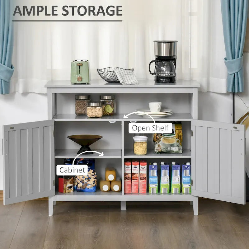 Credenza buffet con 2 ante, mobile contenitore da cucina con ripiani regolabili per cucina e sala da pranzo