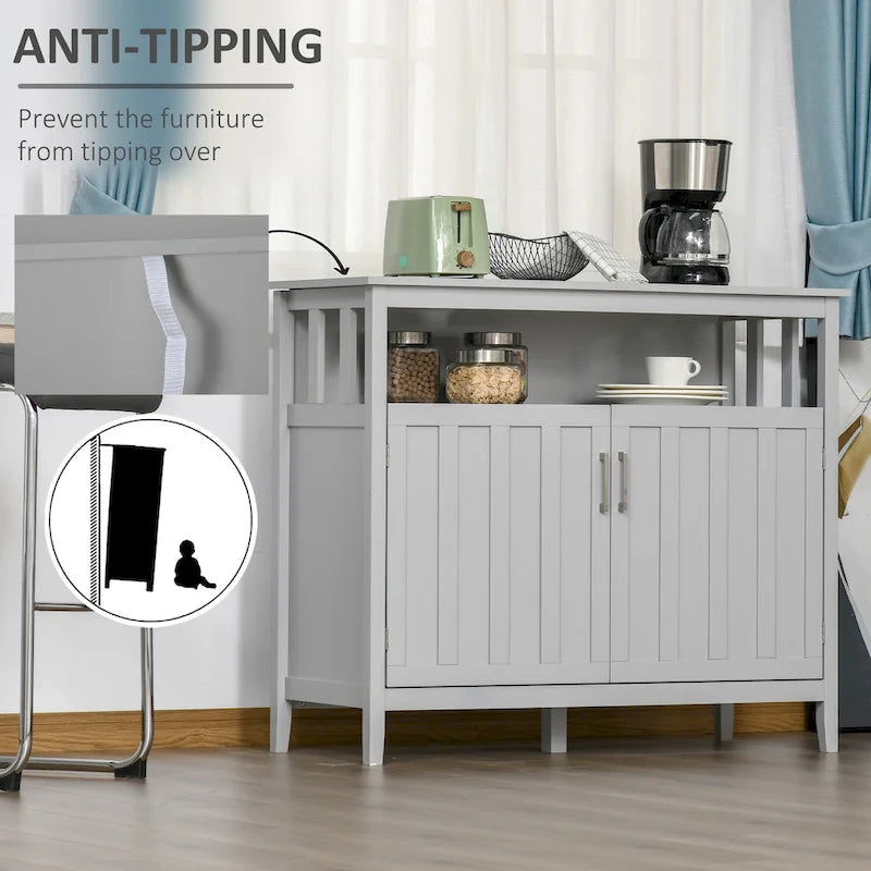 Credenza buffet con 2 ante, mobile contenitore da cucina con ripiani regolabili per cucina e sala da pranzo