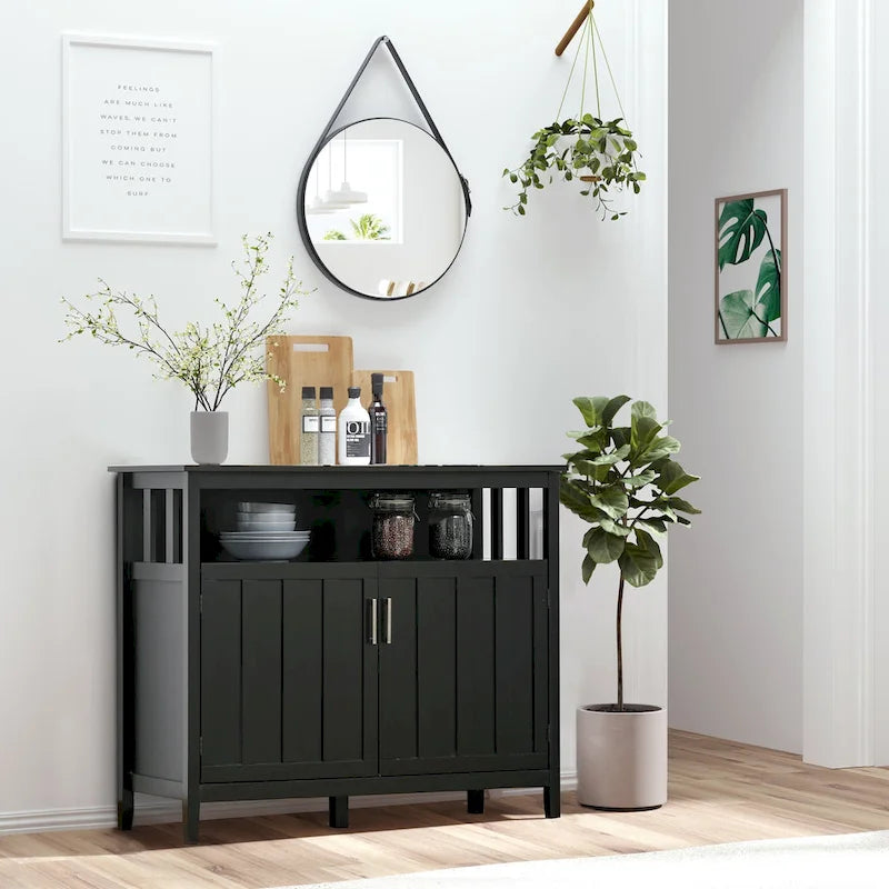 Credenza buffet con 2 ante, mobile contenitore da cucina con ripiani regolabili per cucina e sala da pranzo