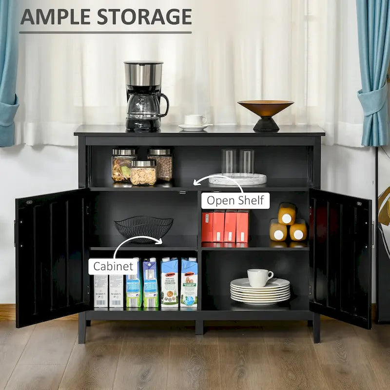 Credenza buffet con 2 ante, mobile contenitore da cucina con ripiani regolabili per cucina e sala da pranzo