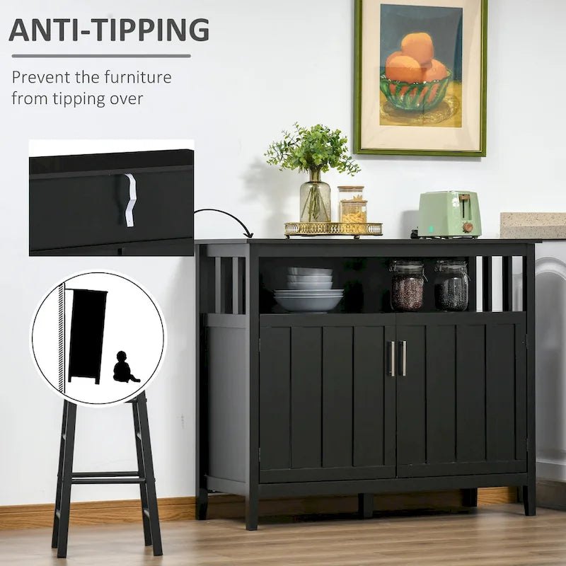 Credenza buffet con 2 ante, mobile contenitore da cucina con ripiani regolabili per cucina e sala da pranzo