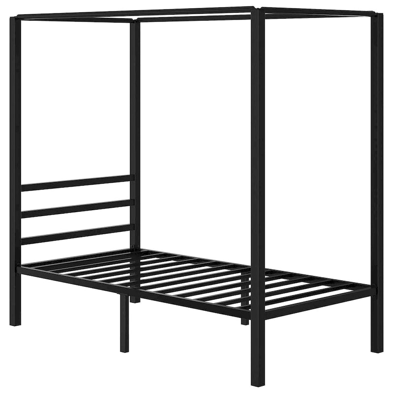Twin King Metal Canopy Platform Bed Frame with Matte Finish Steel