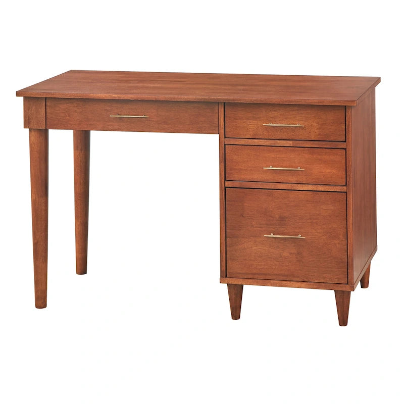 Schreibtisch fürs Homeoffice im Mid-Century-Stil mit Stauraumschubladen und Aktenablage
