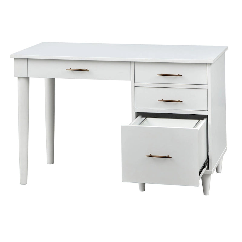 Schreibtisch fürs Homeoffice im Mid-Century-Stil mit Stauraumschubladen und Aktenablage