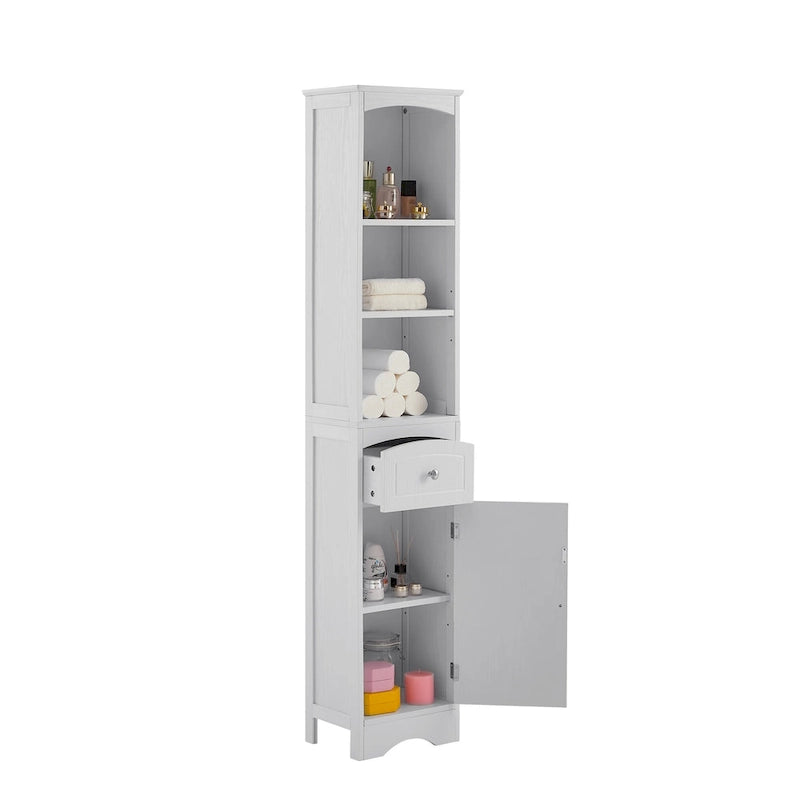 Tall Bathroom Cabinet Freestanding Storage Cabinet with Drawer Adjustable Shelf White