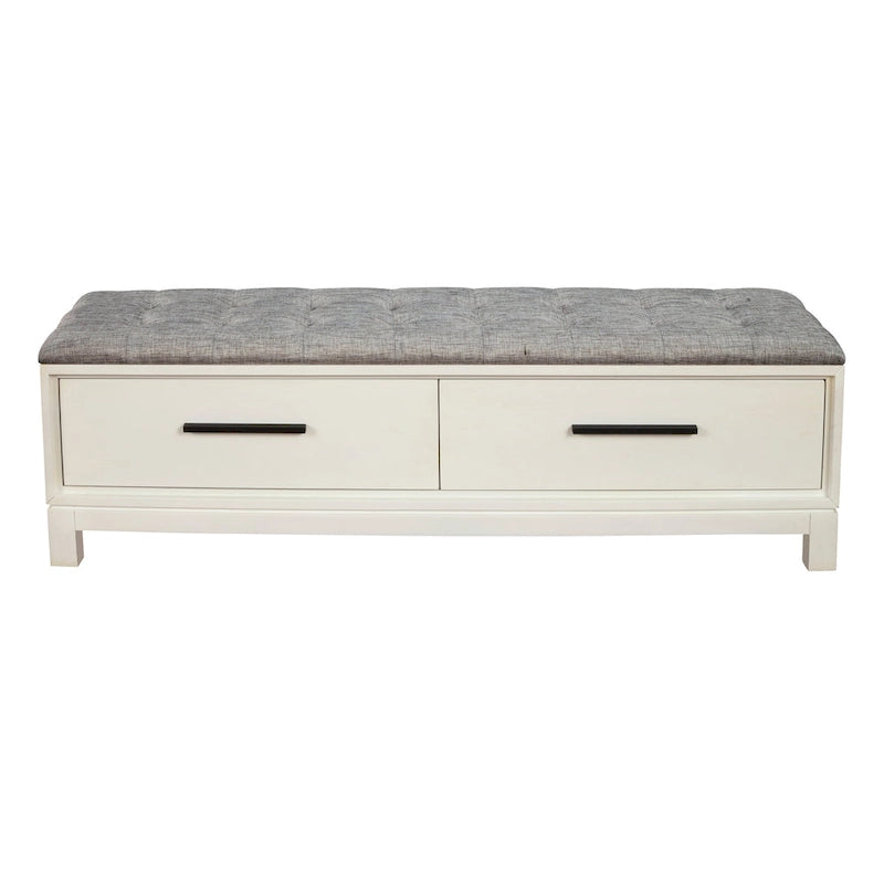 Upholstered Storage Bench with Button Tufted Seat and Dovetail Drawers
